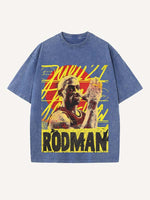 Dennis Rodman Print Round Neck T-shirt