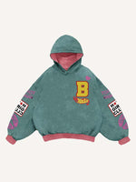 Figure&Lips&Heart&Letter Faux Decal Print Slant Pockets Hoodie