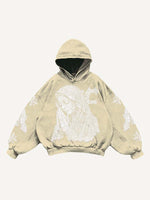 Mary&Pray&Pigeon&Letter Faux Rhinestones Print Slant Pockets Hoodie