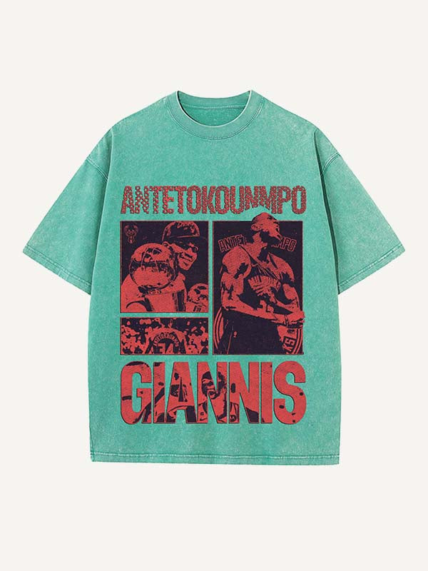 Giannis Antetokounmpo Print Round Neck T-shirt