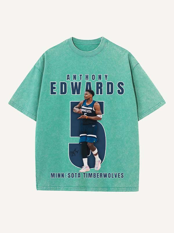 Anthony Edwards Print Round Neck T-shirt