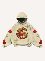 Evil Sun&Moon&Star&Cloud Faux Decal Print Slant Pockets Hoodie