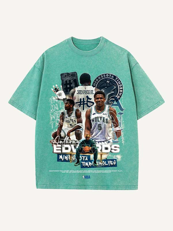 Anthony Edwards Print Round Neck T-shirt