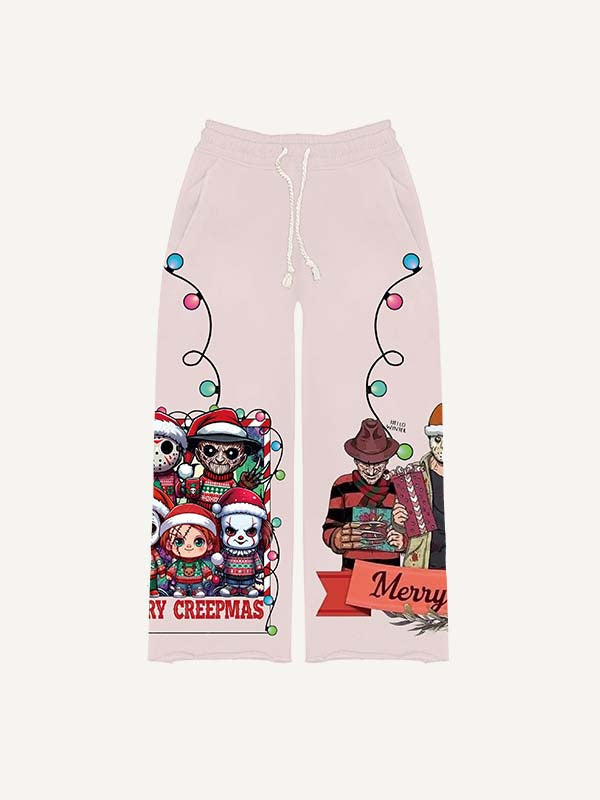 Christmas Horror Print Elastic Waist Pants