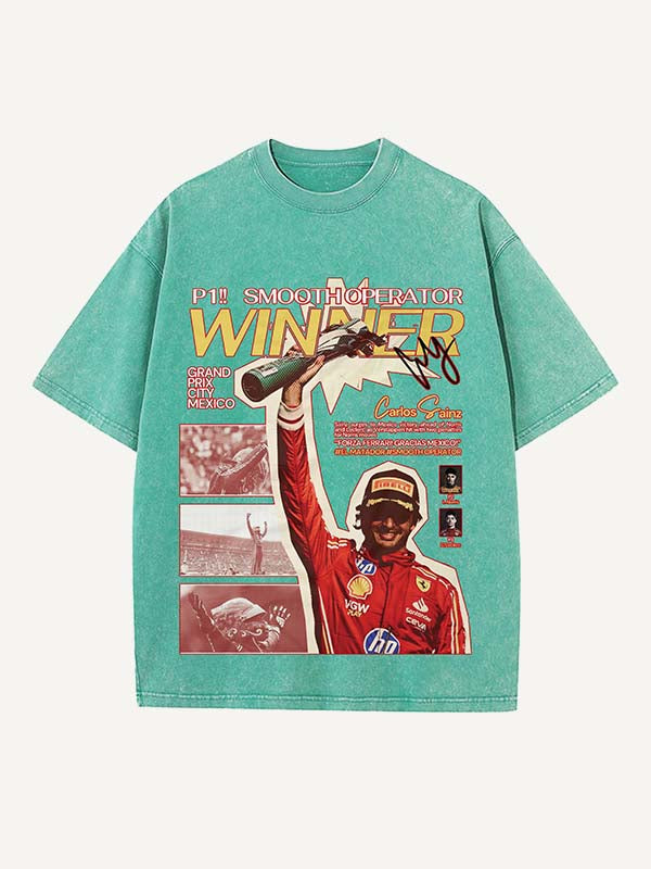Carlos Sainz Print Round Neck T-shirt