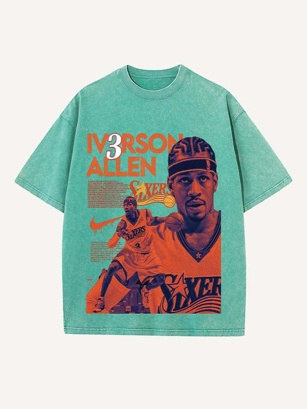 Allen Iverson Print Round Neck T-shirt
