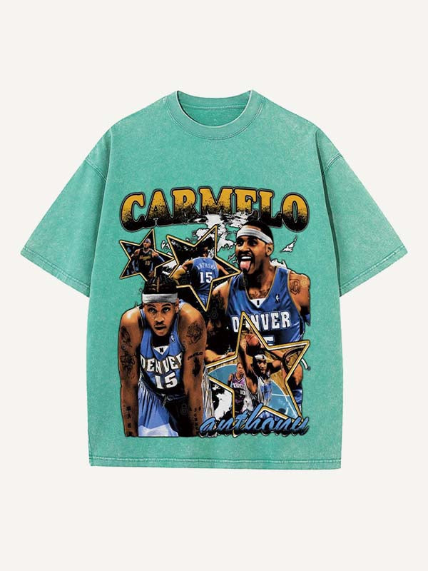 Carmelo Anthony Print Round Neck T-shirt
