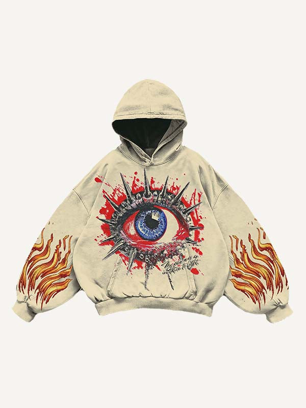 Eye&Graphic Print Slant Pockets Hoodie