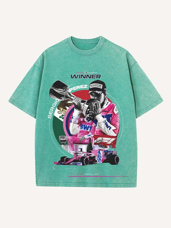 Sergio Perez Print Round Neck T-shirt