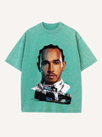 Lewis Hamilton Print Round Neck T-shirt
