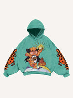 Halloween Care Bears&Strawberry Shortcake Print Slant Pockets Hoodie