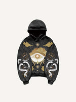 Eye&Cloud&Snake&Palm&Graphic Print Slant Pockets Hoodie