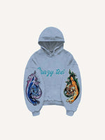 Tiger&Letter Graphic Print Slant Pockets Hoodie