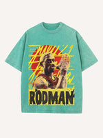 Dennis Rodman Print Round Neck T-shirt