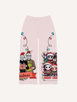 Christmas Horror Print Elastic Waist Pants