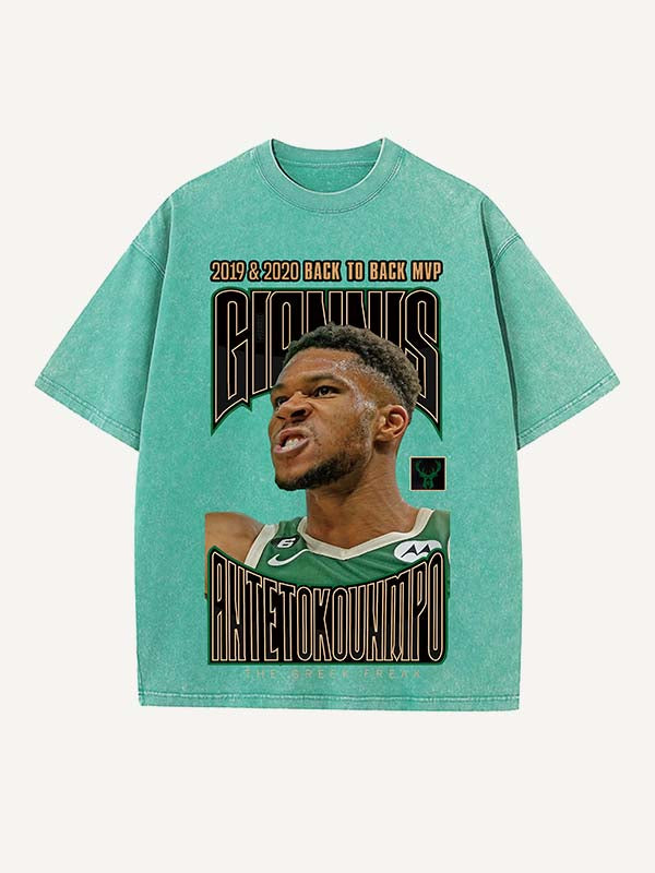 Giannis Antetokounmpo Print Round Neck T-shirt