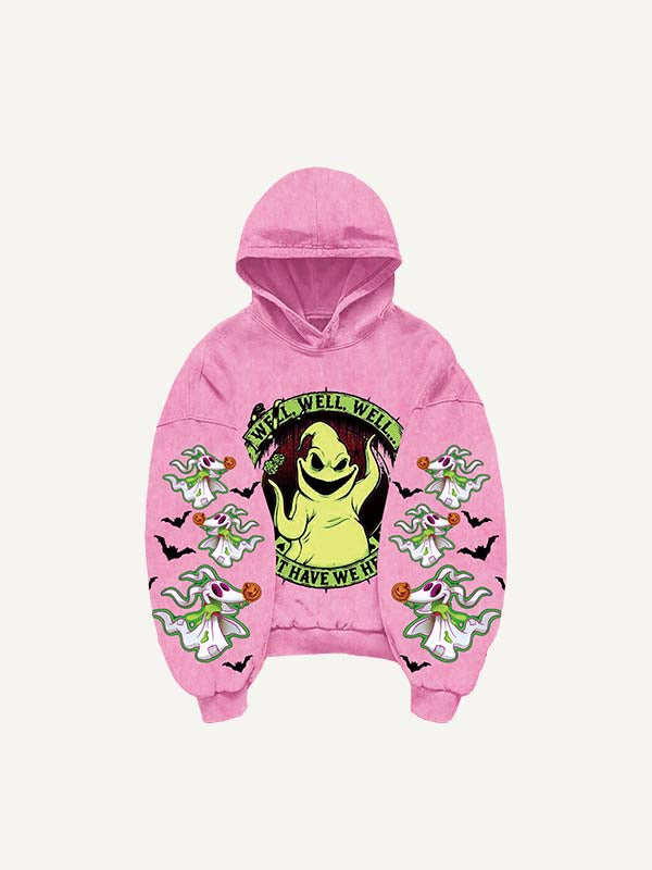 Halloween Ghost&Graphic&Letter Print Slant Pockets Hoodie