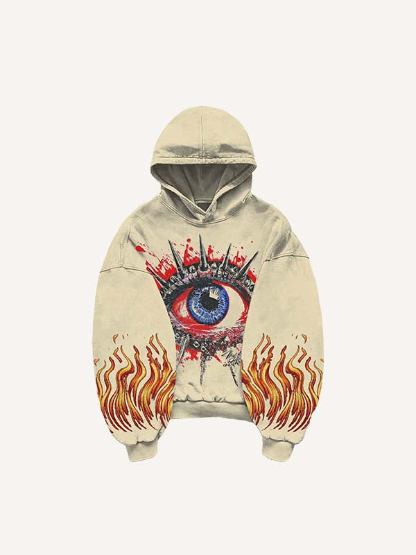 Eye&Graphic Print Slant Pockets Hoodie
