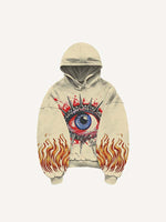 Eye&Graphic Print Slant Pockets Hoodie