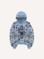 Figure&Graphic Print Slant Pockets Hoodie