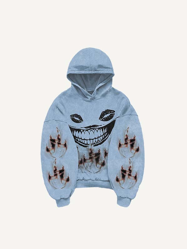 Teeth&Lips&Graphic Print Slant Pockets Hoodie