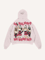 Distressed Washed Christmas Horror Print Slant Pockets Hoodie