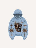 Evil Sun&Moon&Graphic Print Slant Pockets Hoodie