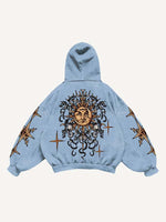 Evil Sun&Moon&Graphic Print Slant Pockets Hoodie