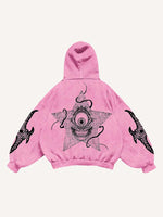 Evil Star&Eye&Graphic Print Slant Pockets Hoodie