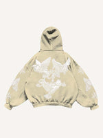 Mary&Pray&Pigeon&Letter Faux Rhinestones Print Slant Pockets Hoodie