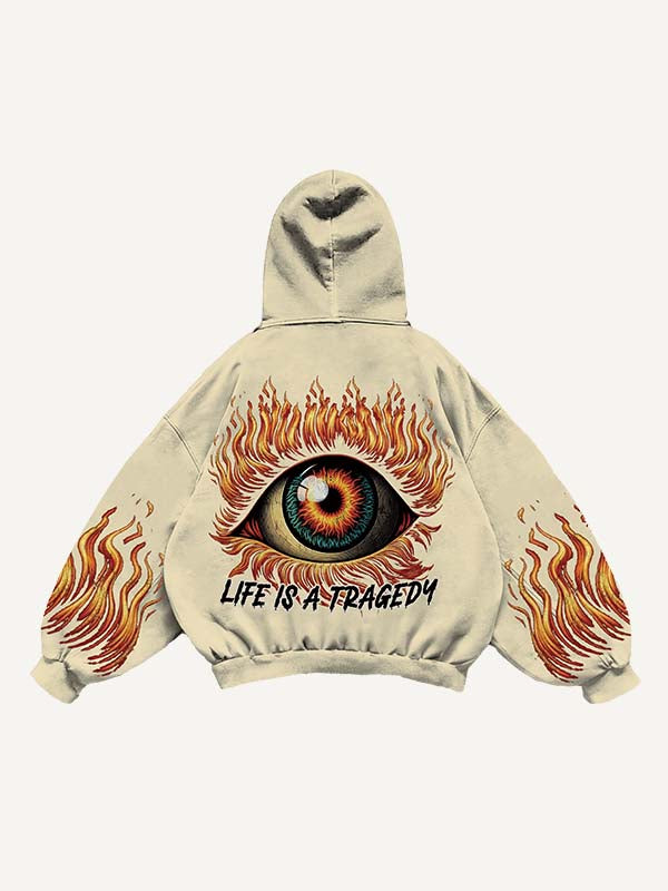 Eye&Graphic Print Slant Pockets Hoodie