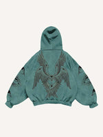 Wing&Eye&Graphic Print Slant Pockets Hoodie
