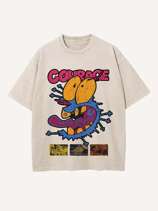 Distressed Washed Figure&Graphic&Animal&Letter Print Round Neck T-shirt