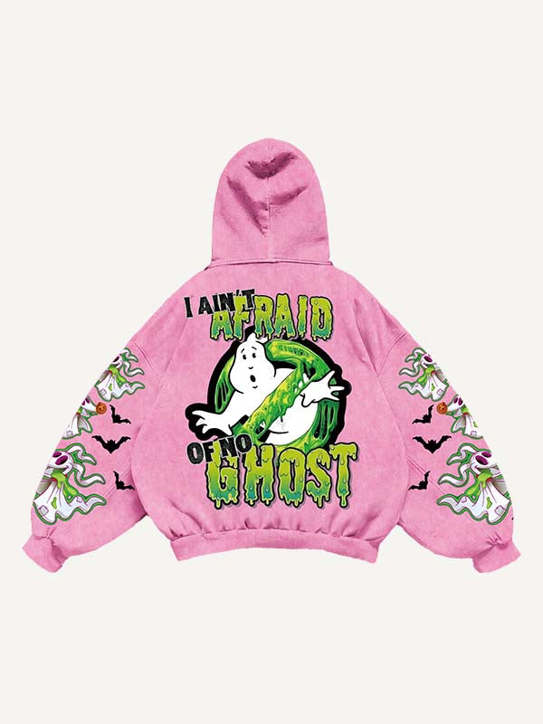 Halloween Ghost&Graphic&Letter Print Slant Pockets Hoodie