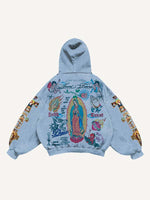 Cross&Figure&Pray&Graphic&Letter Print Slant Pockets Hoodie