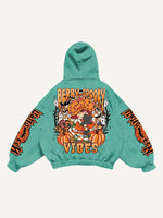 Halloween Care Bears&Strawberry Shortcake Print Slant Pockets Hoodie