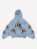 Teeth&Lips&Graphic Print Slant Pockets Hoodie