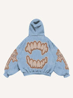 Vampire Fangs&Cross&Letter Faux Decal Print Slant Pockets Hoodie