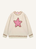 Star Jacquard Round Neck Knit Sweater