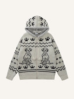 Dog&Graphic Jacquard Knit Hooded Coat