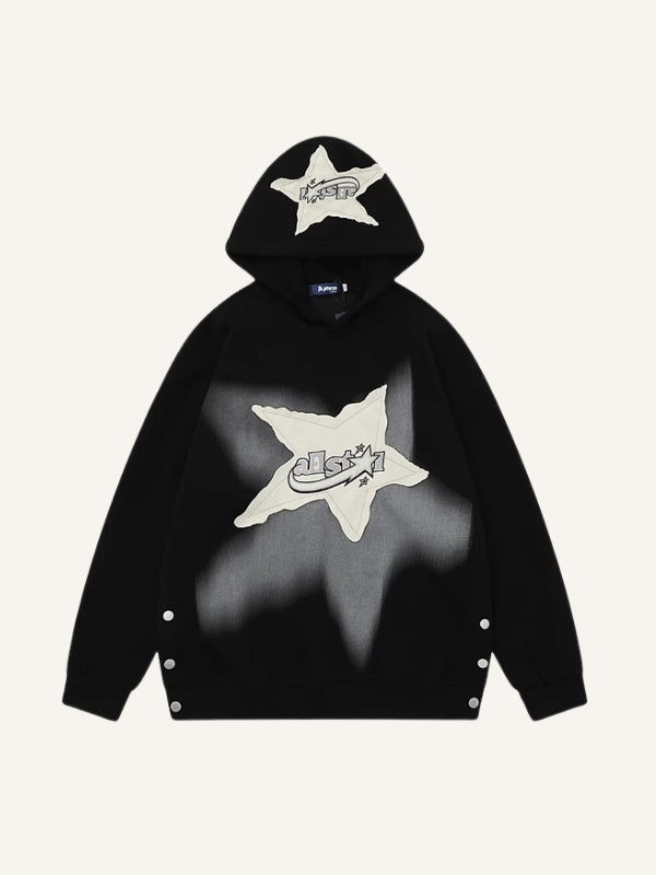 Star Patch Graffiti Hoodie