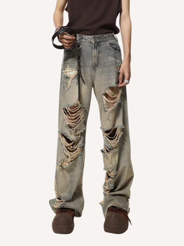 Distressed Washed Hole Jeans
