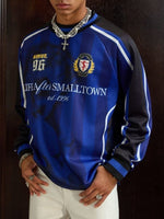 Colorblock Figure&Graphic&Letter Print Round Neck Long-sleeved T-shirt