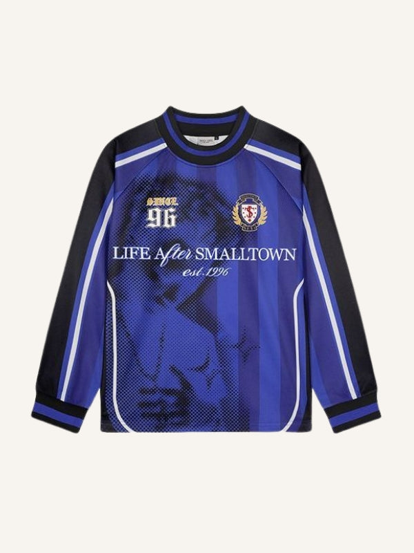 Colorblock Figure&Graphic&Letter Print Round Neck Long-sleeved T-shirt