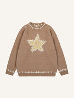 Star Jacquard Round Neck Knit Sweater