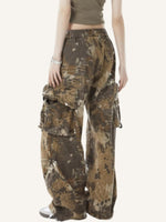 Camo&Snakeskin Print Side Pockets Pants