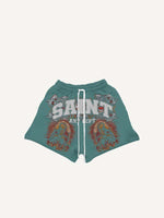 Mary&Pray&Letter&Graphic Print Drawstring Waist Shorts