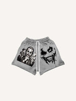 Joker&Angel&Demon&Pistol Print Drawstring Waist Shorts