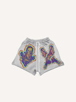 Skeleton&Octopus Print Drawstring Waist Shorts