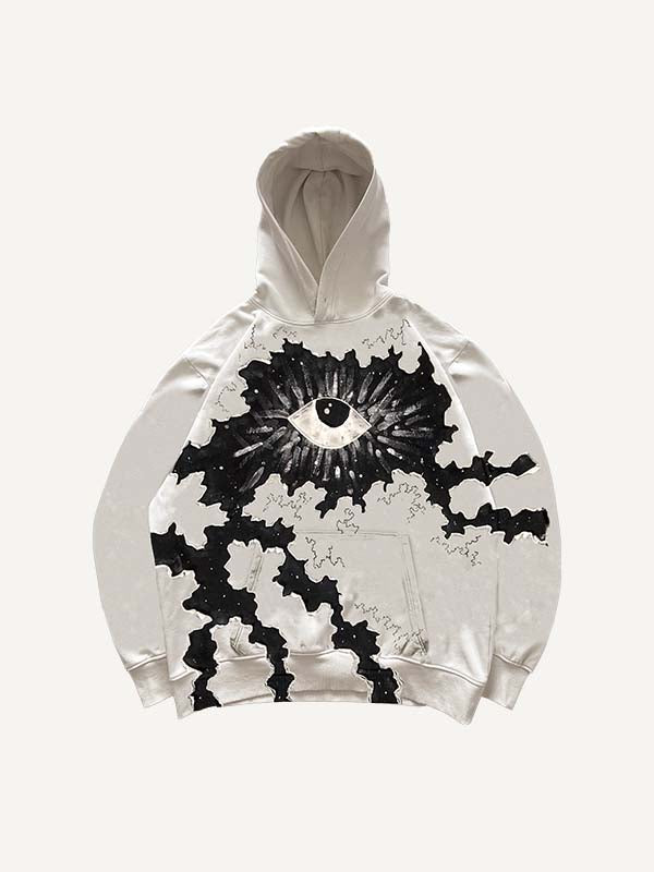 Eye&Graphic Faux Decal Print Slant Pockets Hoodie